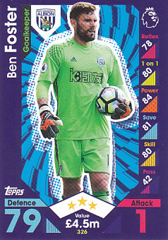 Ben Foster West Bromwich Albion 2016/17 Topps Match Attax #326